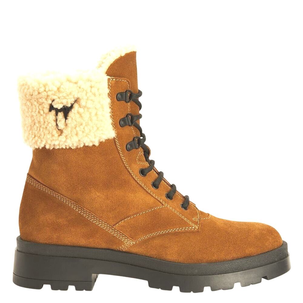 Giuseppe Zanotti NIB Jaure Logo Lettering Shearling Lined Boots Size Size 40
